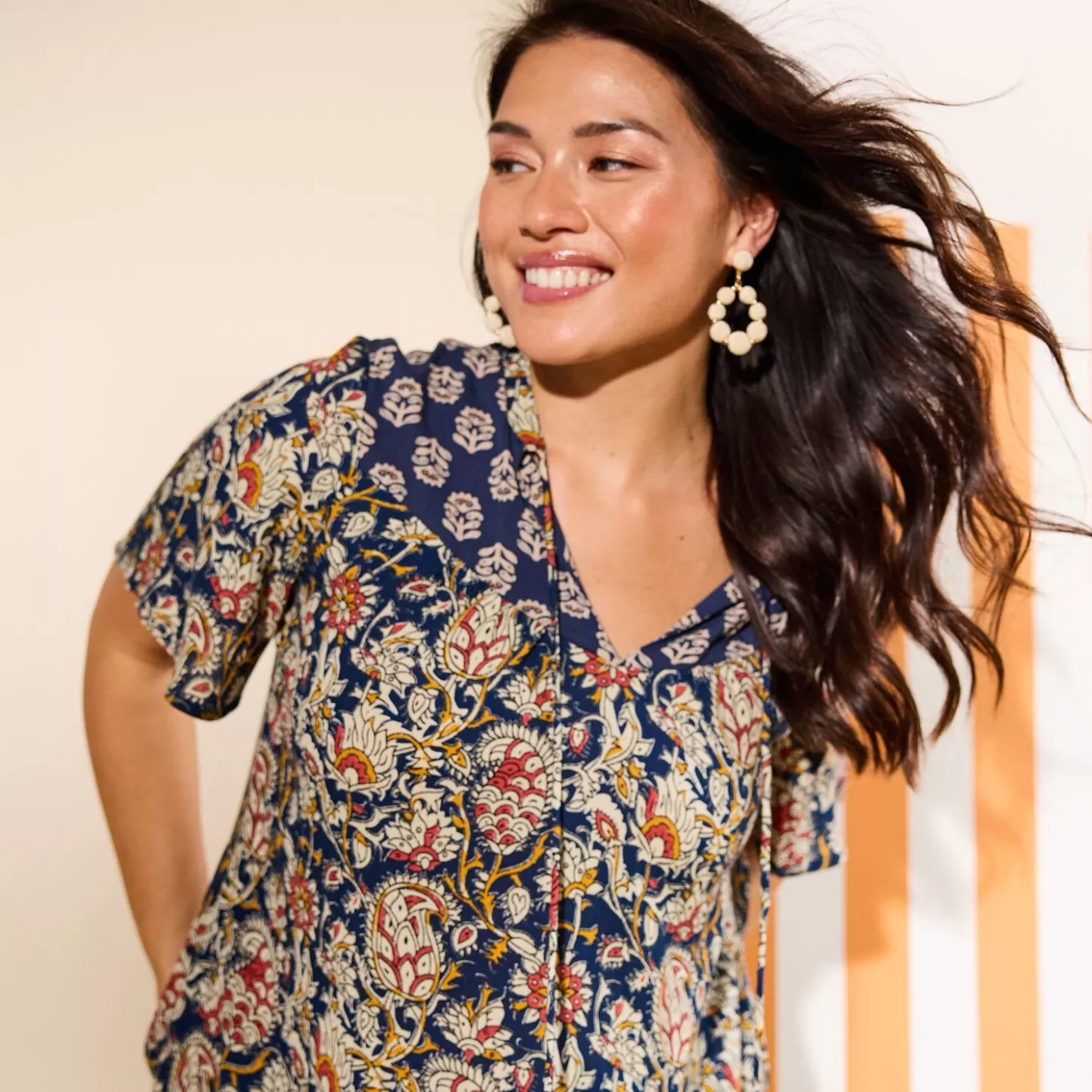 Grain de Malice Blouse Col V Femme- Chemisiers & Blouses