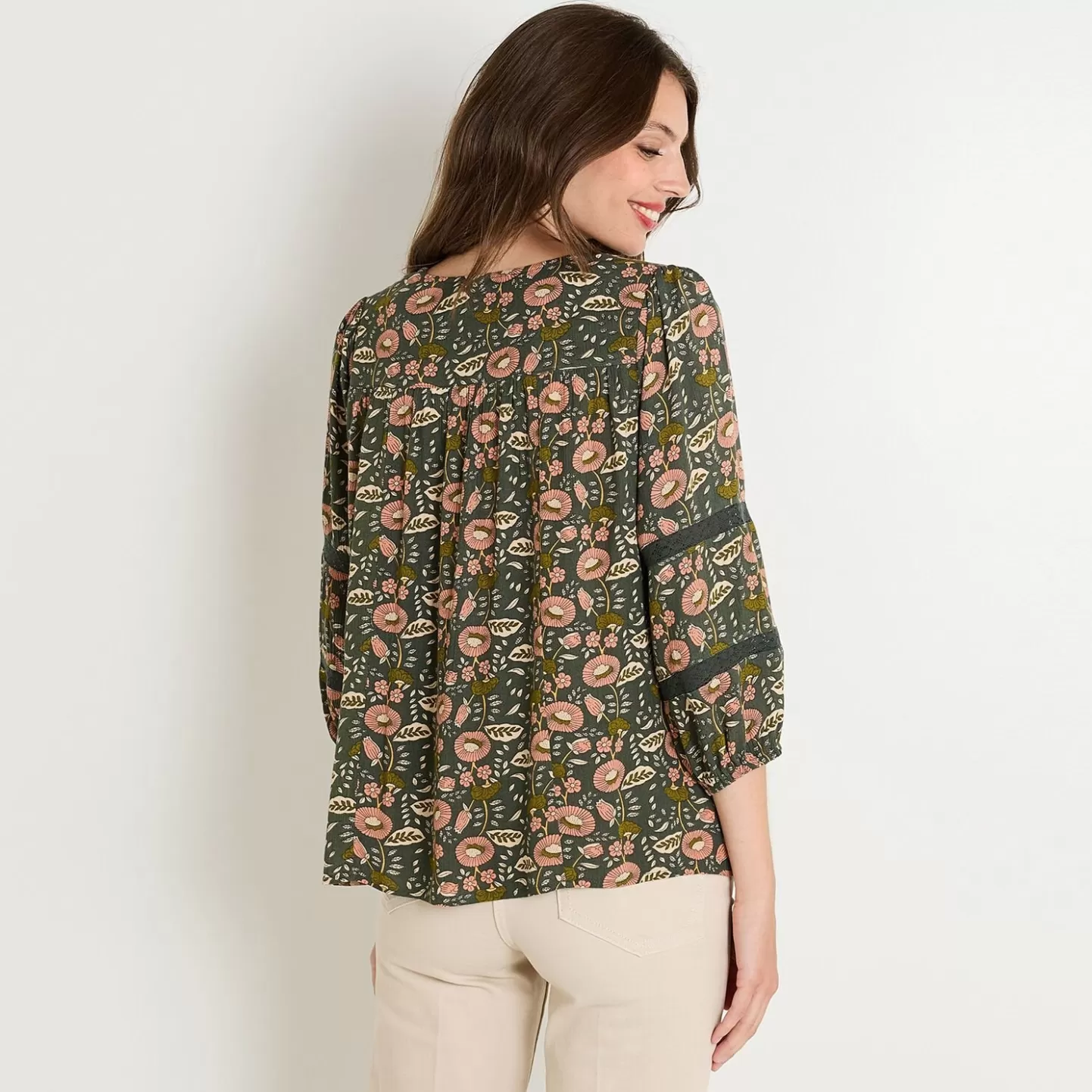 Grain de Malice Blouse Col V Femme- Chemisiers & Blouses