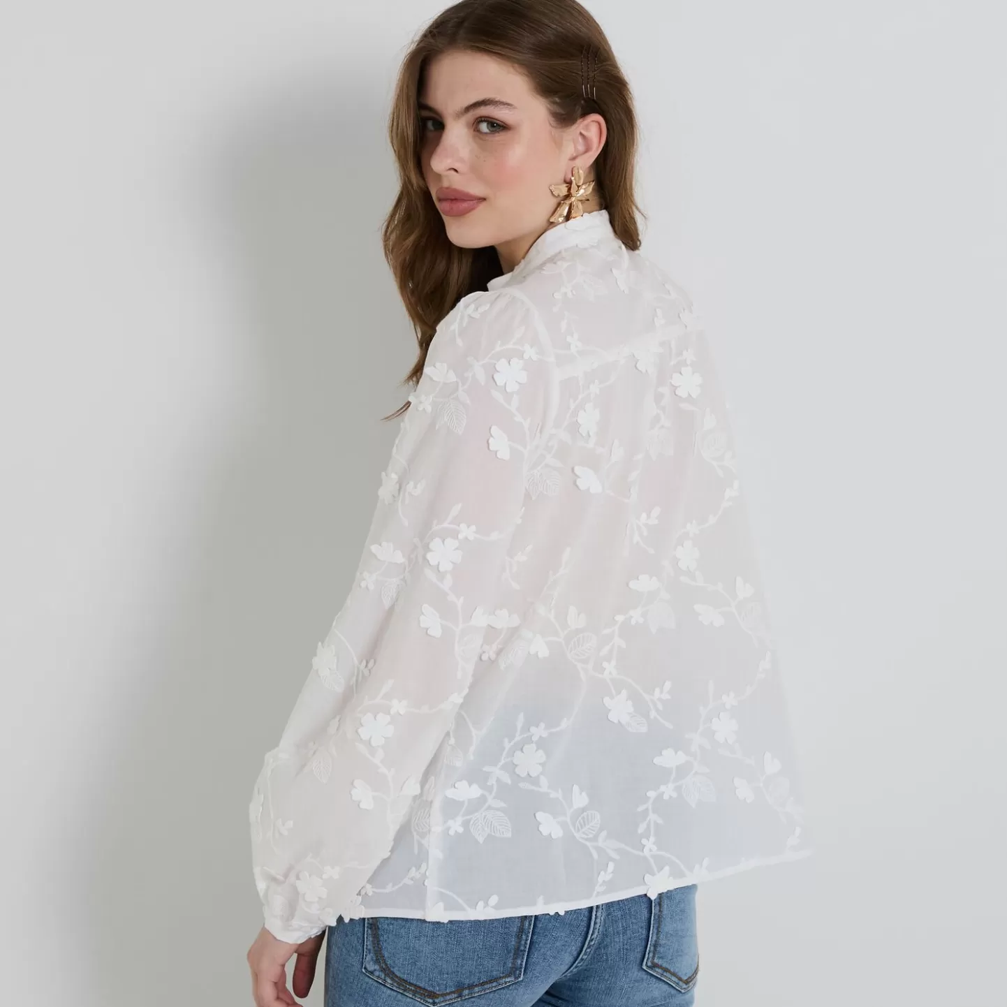 Grain de Malice Chemisier Col Mao Femme- Chemisiers & Blouses