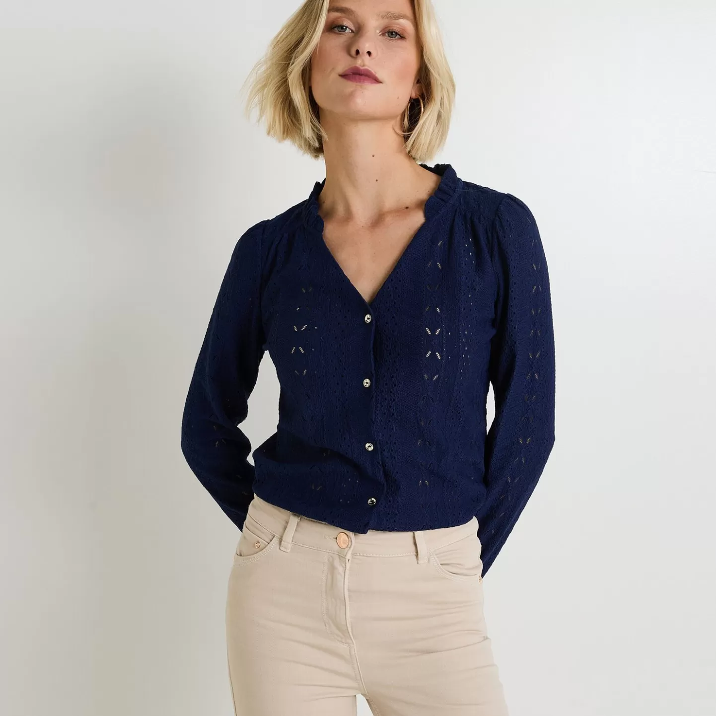 Grain de Malice Chemisier Col V Femme- T-Shirts & Tops