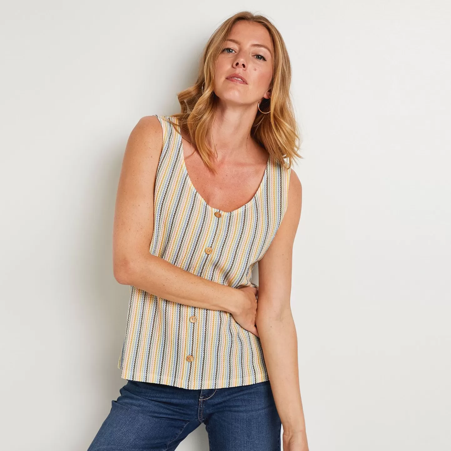 Grain de Malice Débardeur à Rayures Femme- T-Shirts & Tops