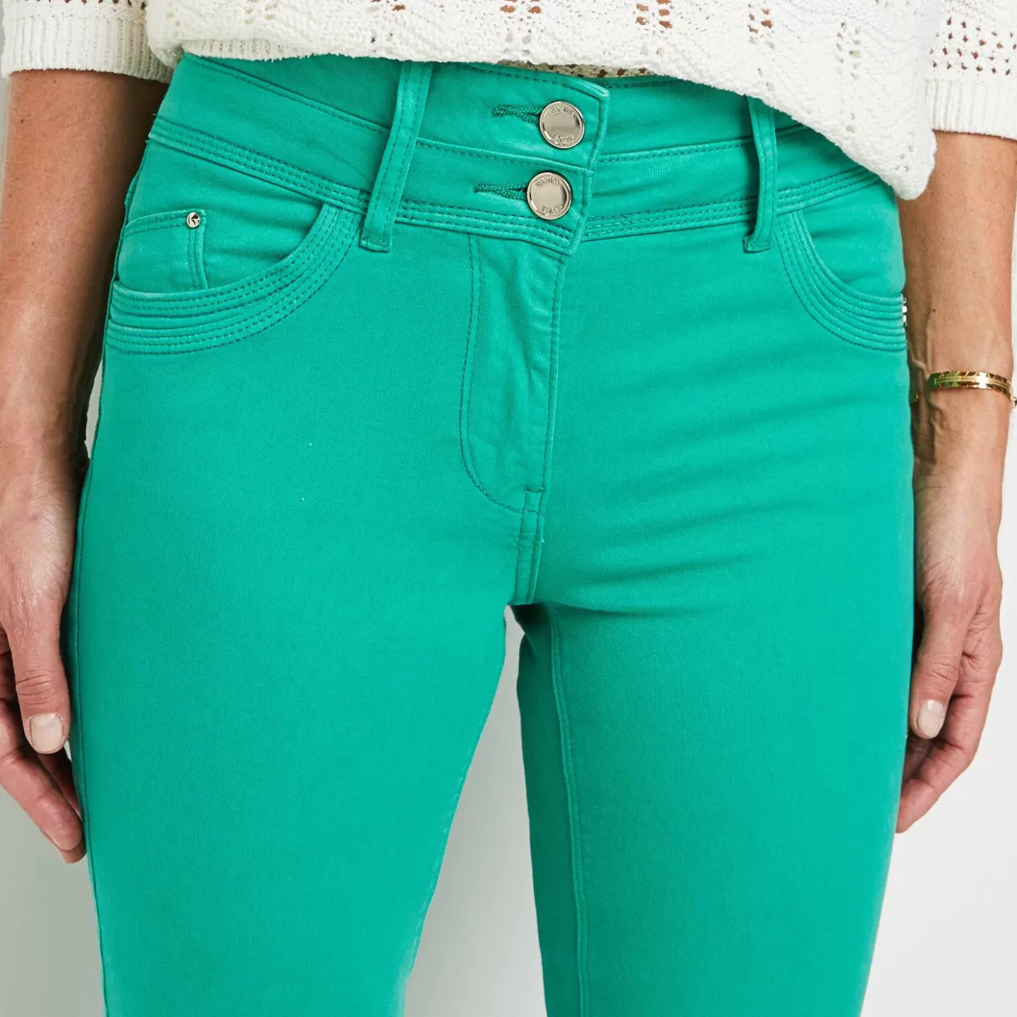 Grain de Malice Denim Couleur Taille Haute FIGARI Femme- Jeans
