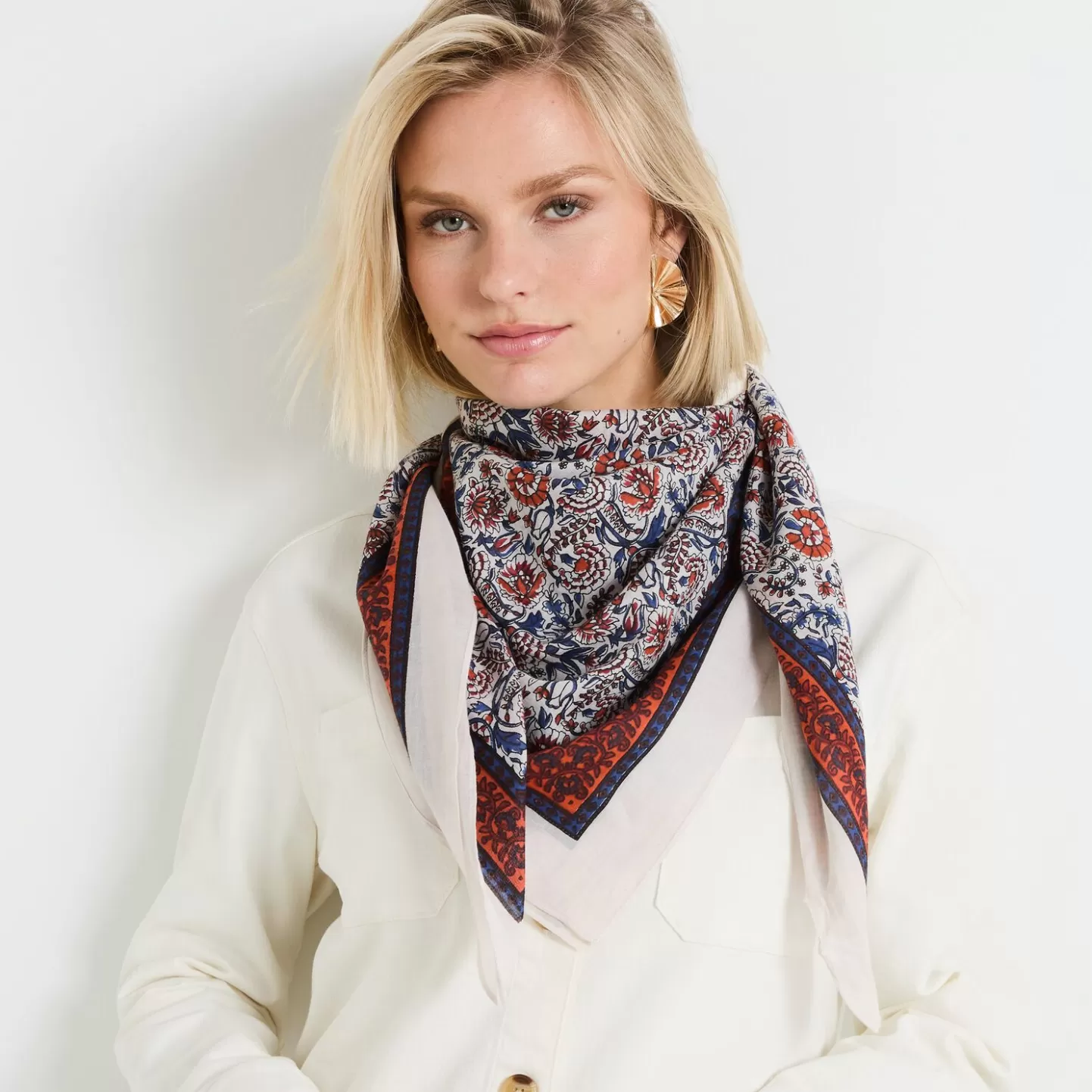 Grain de Malice Foulard Carré Fleuri Femme- Foulards & Étoles