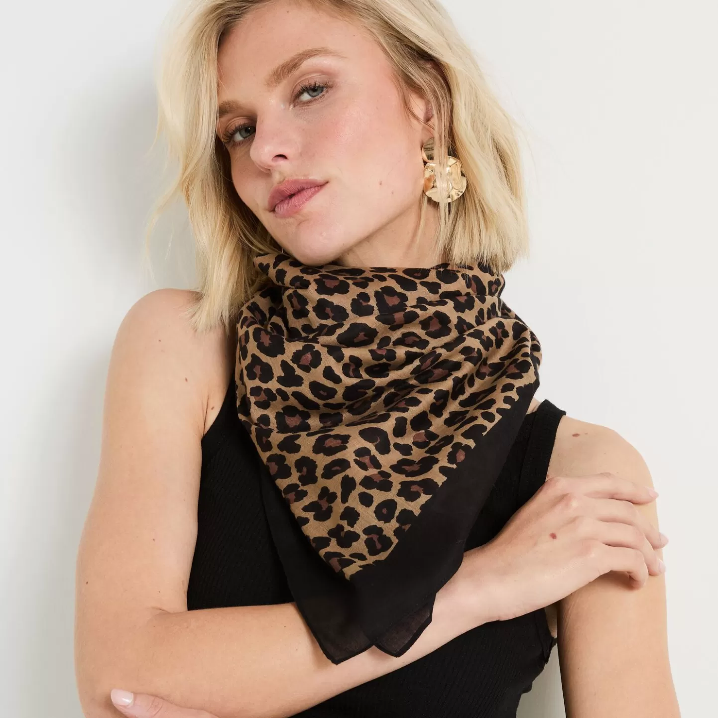 Grain de Malice Foulard Carré Imprimé Léopard Femme- Foulards & Étoles