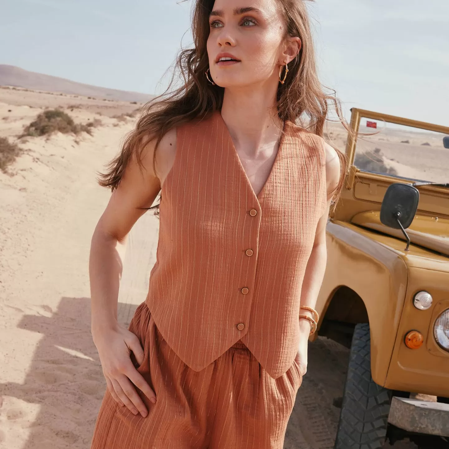 Grain de Malice Gilet Gaze De Coton Femme- T-Shirts & Tops