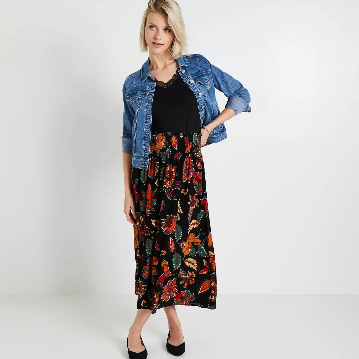 Grain de Malice Jupe Longue Imprimée Femme- Jupes
