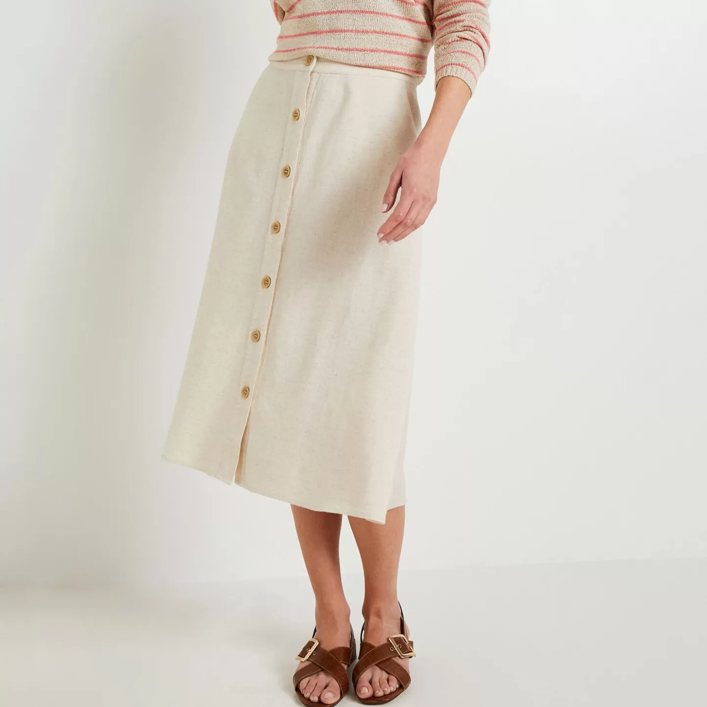 Grain de Malice Jupe Longue Mélange Lin Femme- Jupes