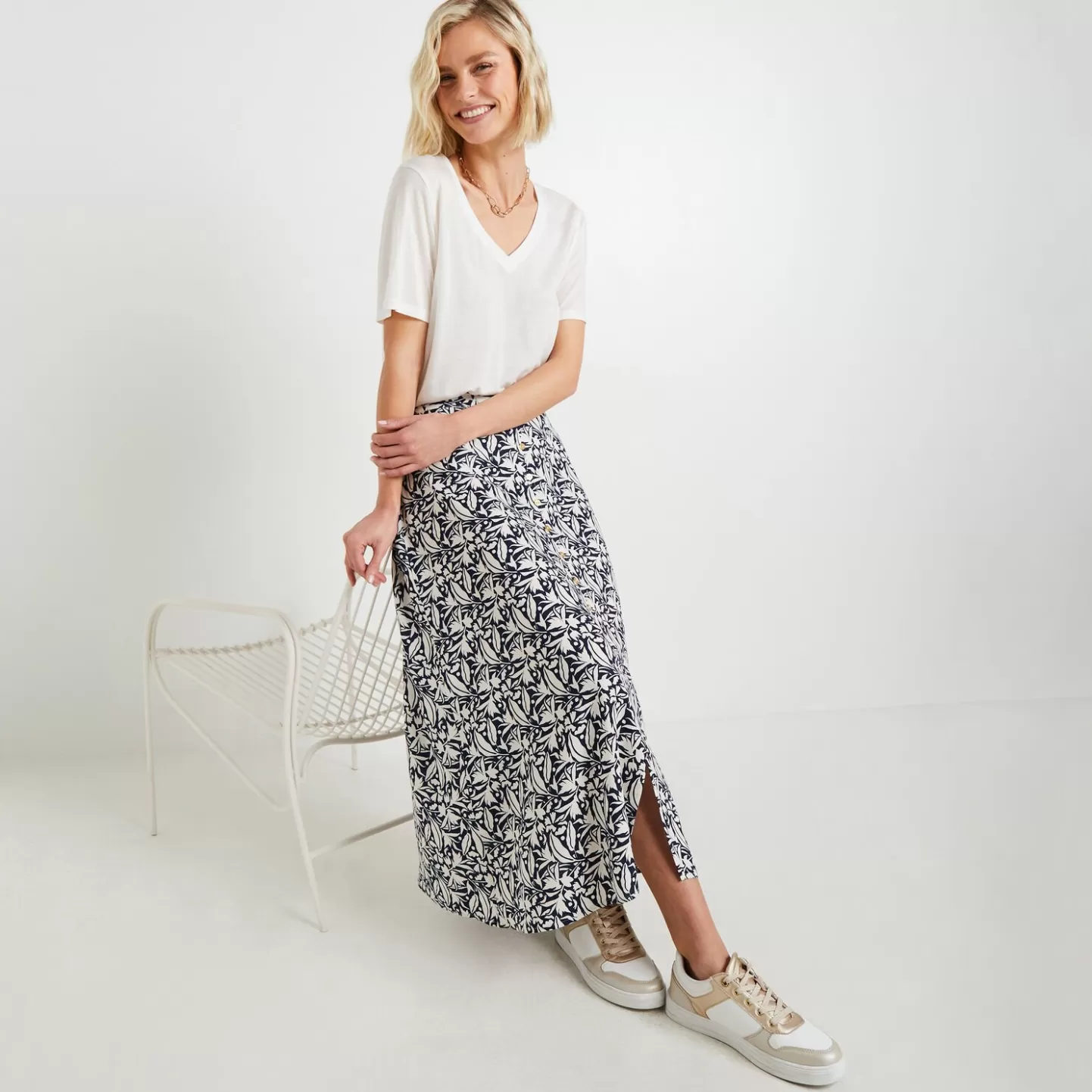 Grain de Malice Jupe Mi-longue Boutonnée Femme- Jupes