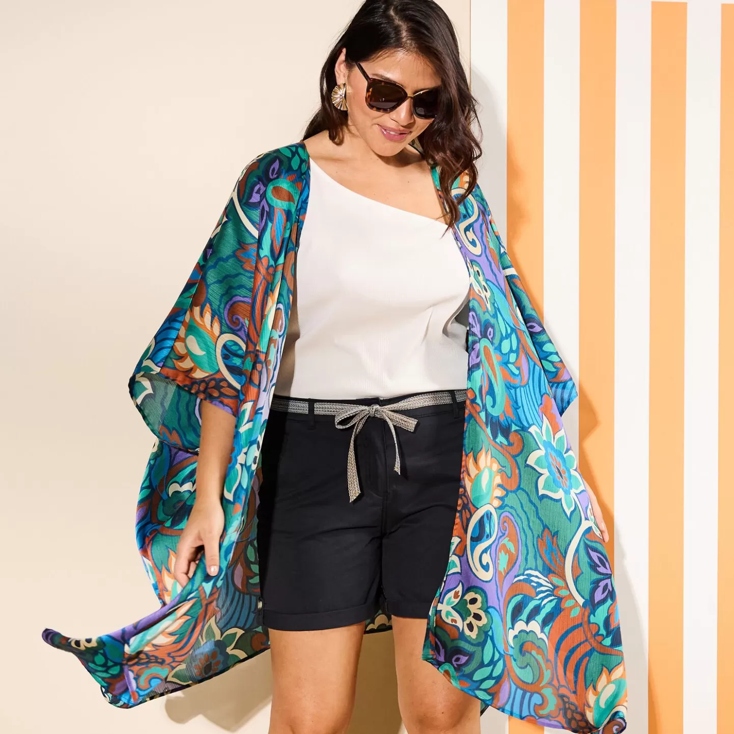 Grain de Malice Kimono Imprimé Femme- Chemisiers & Blouses