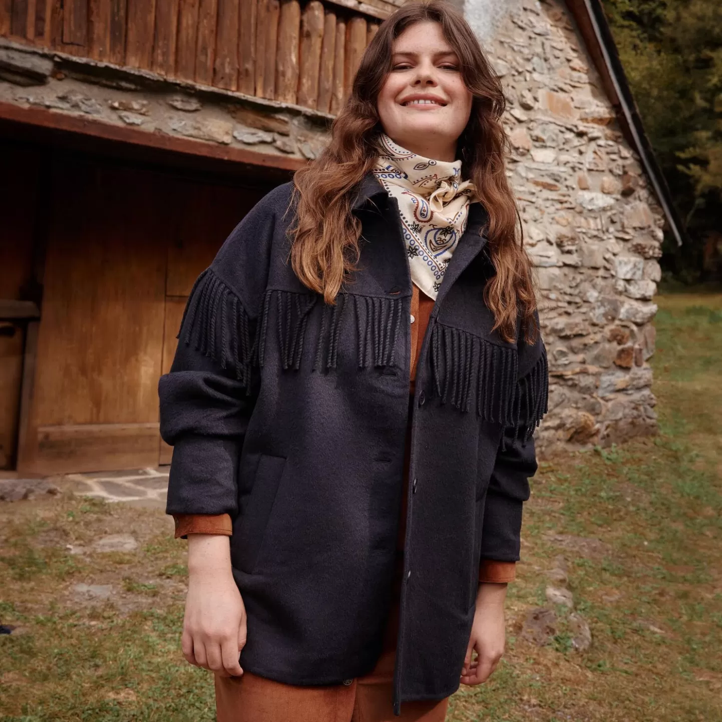 Grain de Malice Manteau à Franges Femme- Manteaux