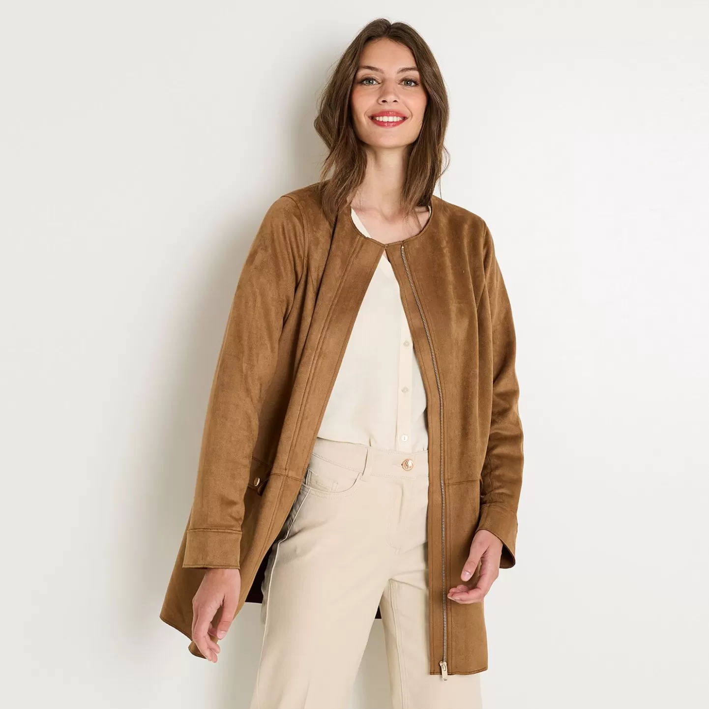 Grain de Malice Manteau Suédine Femme- Manteaux