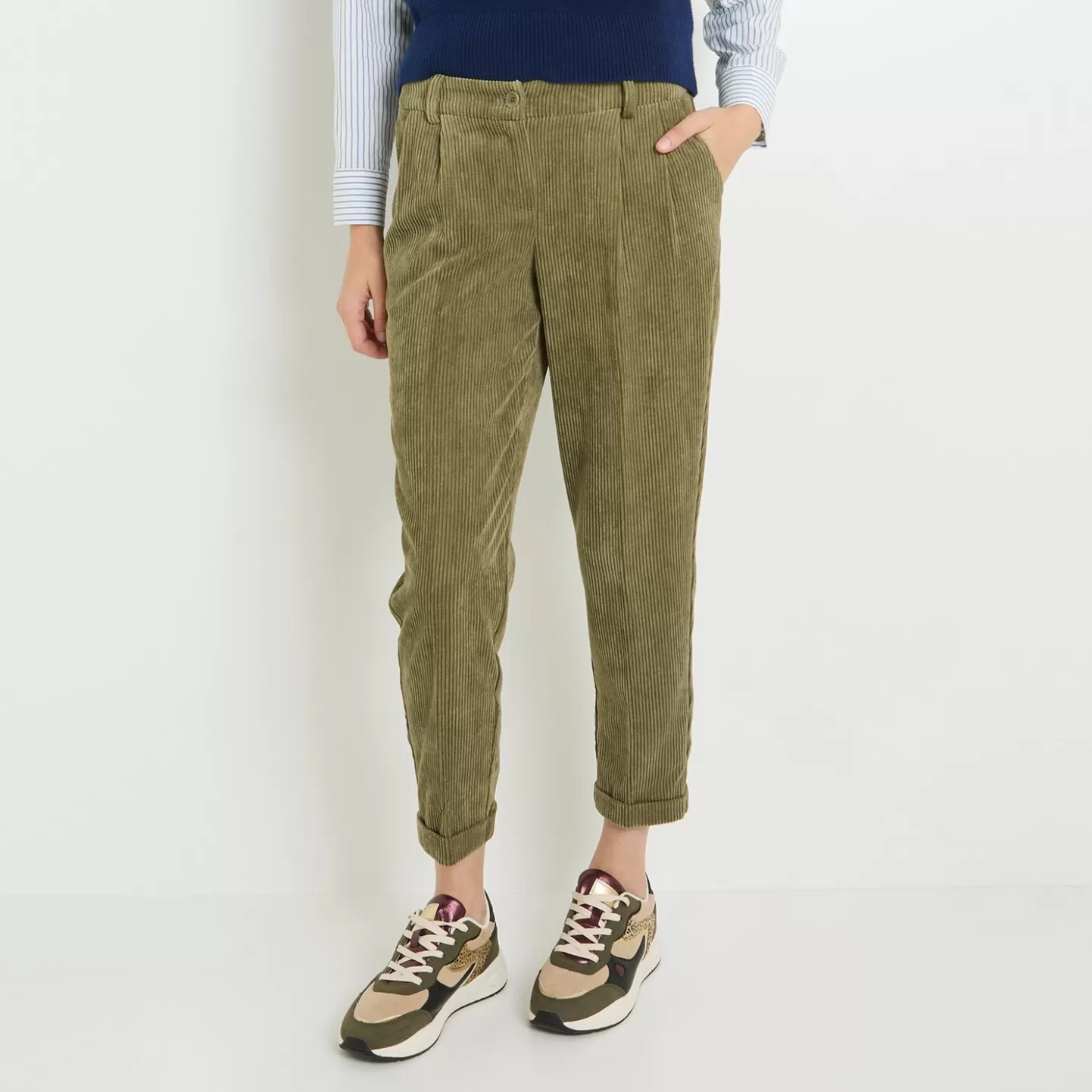 Grain de Malice Pantalon Velours à Pinces Femme- Pantalons