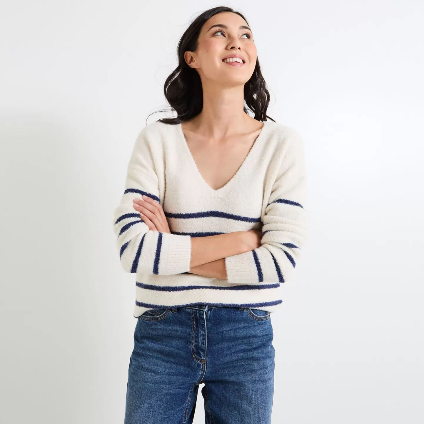 Grain de Malice Pull Col V Femme- Pulls & Sweats