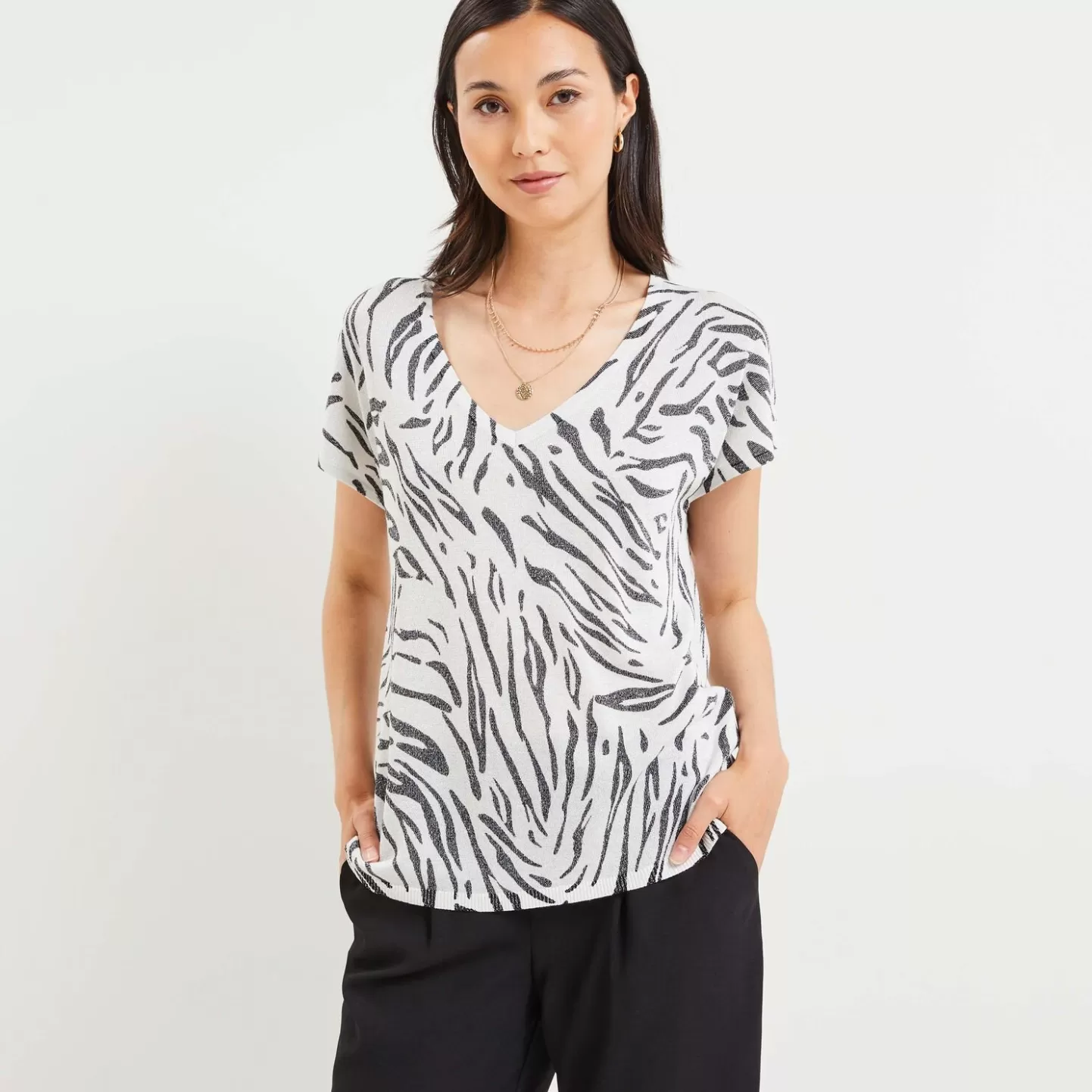 Grain de Malice Pull Manches Courtes Imprimé- T-Shirts & Tops | Pulls & Sweats