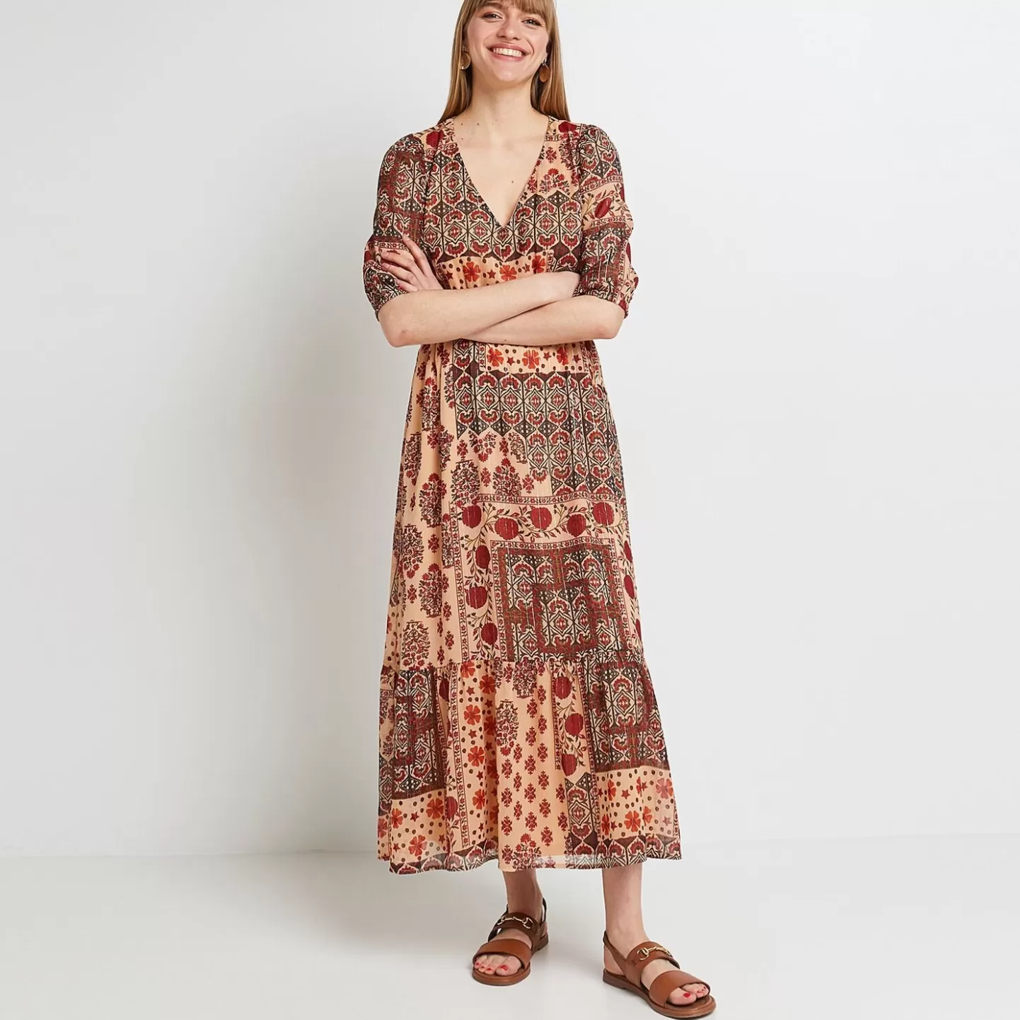 Grain de Malice Robe Longue Imprimée Femme- Robes
