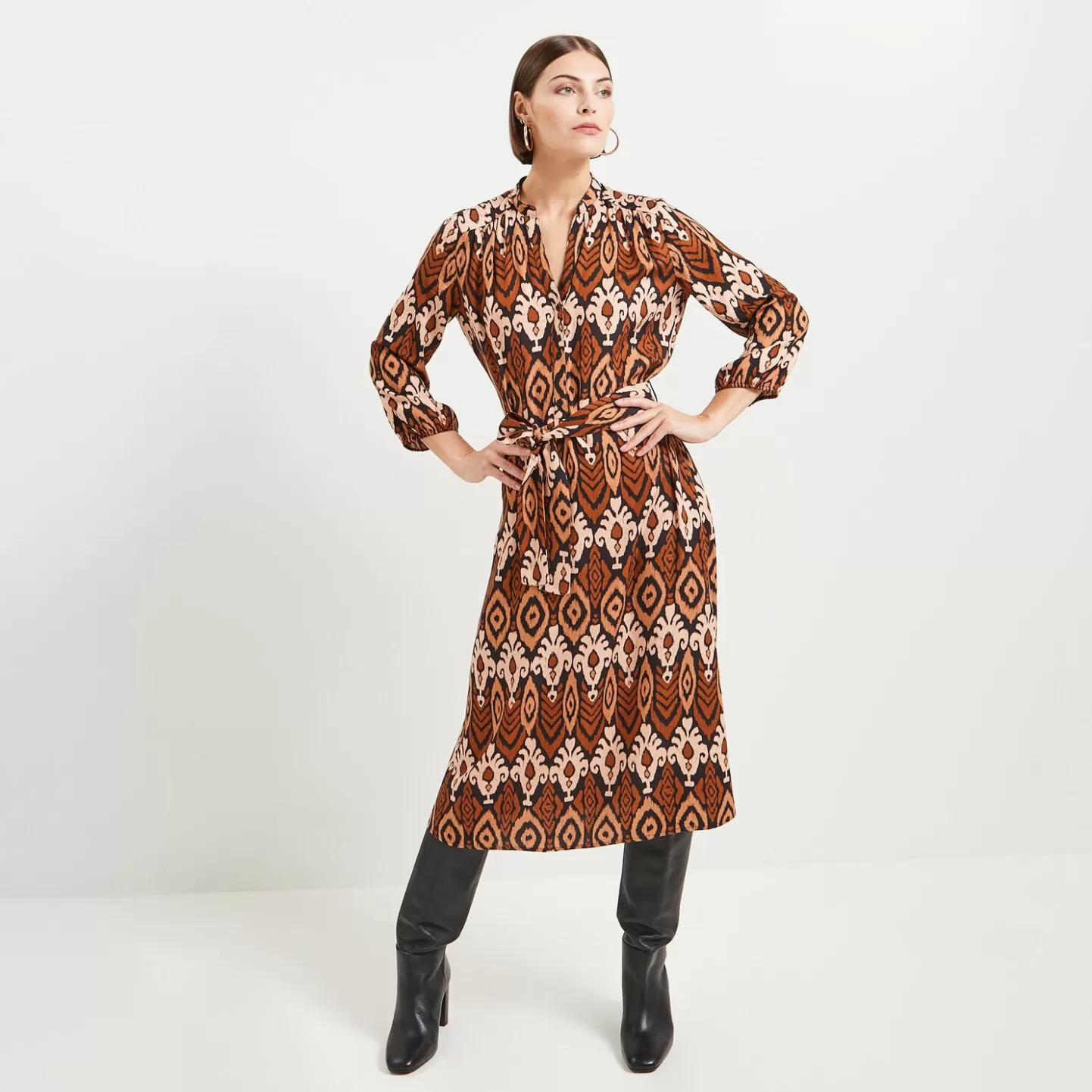 Grain de Malice Robe Mi- Longue Imprimée Femme- Robes