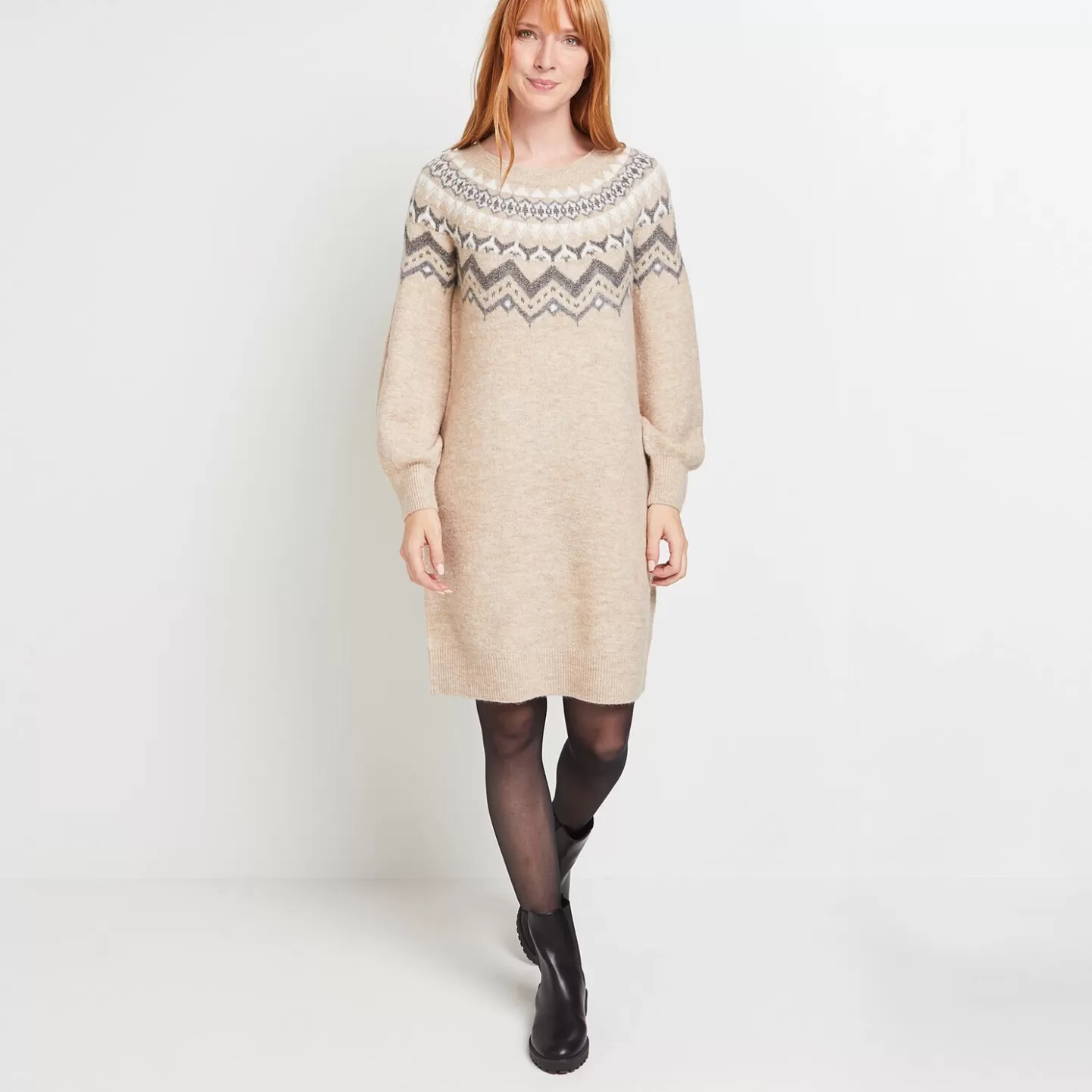 Grain de Malice Robe Pull Jacquard Femme- Robes