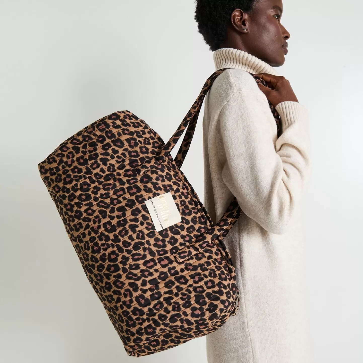 Grain de Malice Sac Tissu Matelassé Léopard Femme- Sacs & Maroquinerie