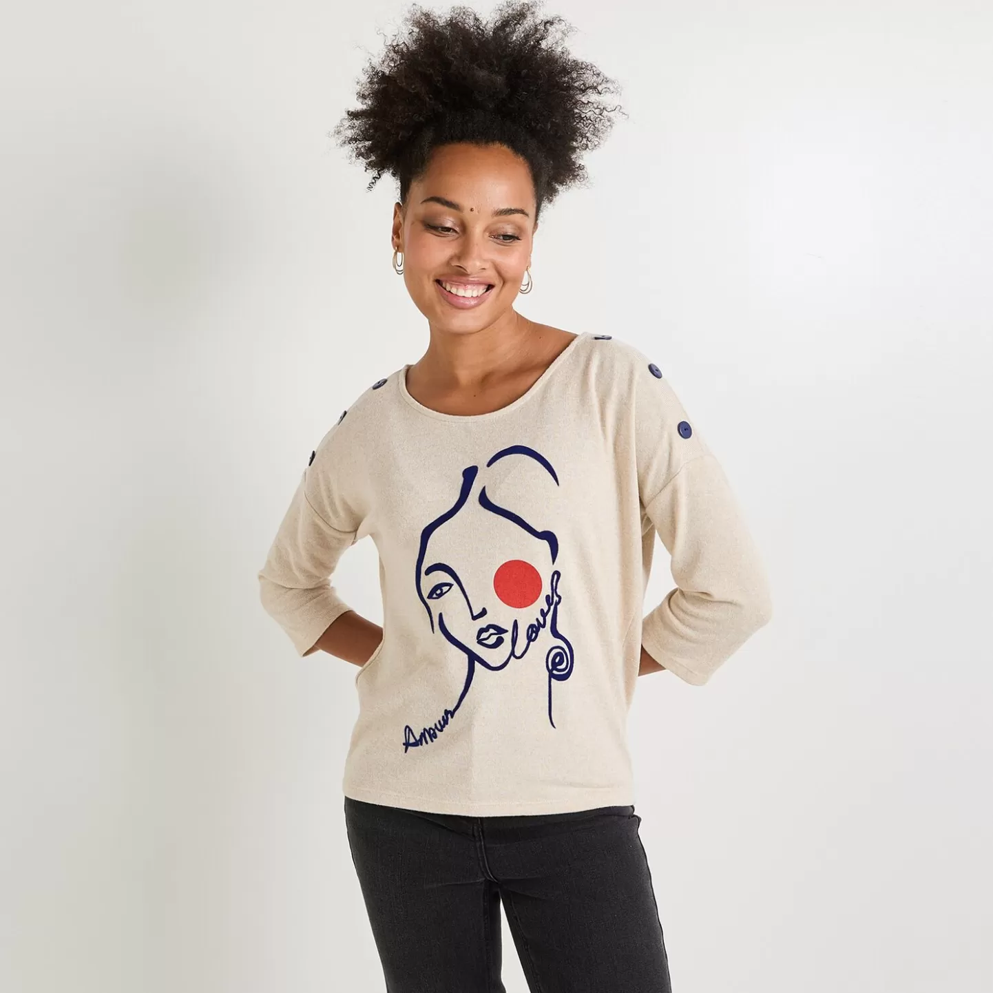 Grain de Malice T Shirt Doudou Imprimé Femme- T-Shirts & Tops