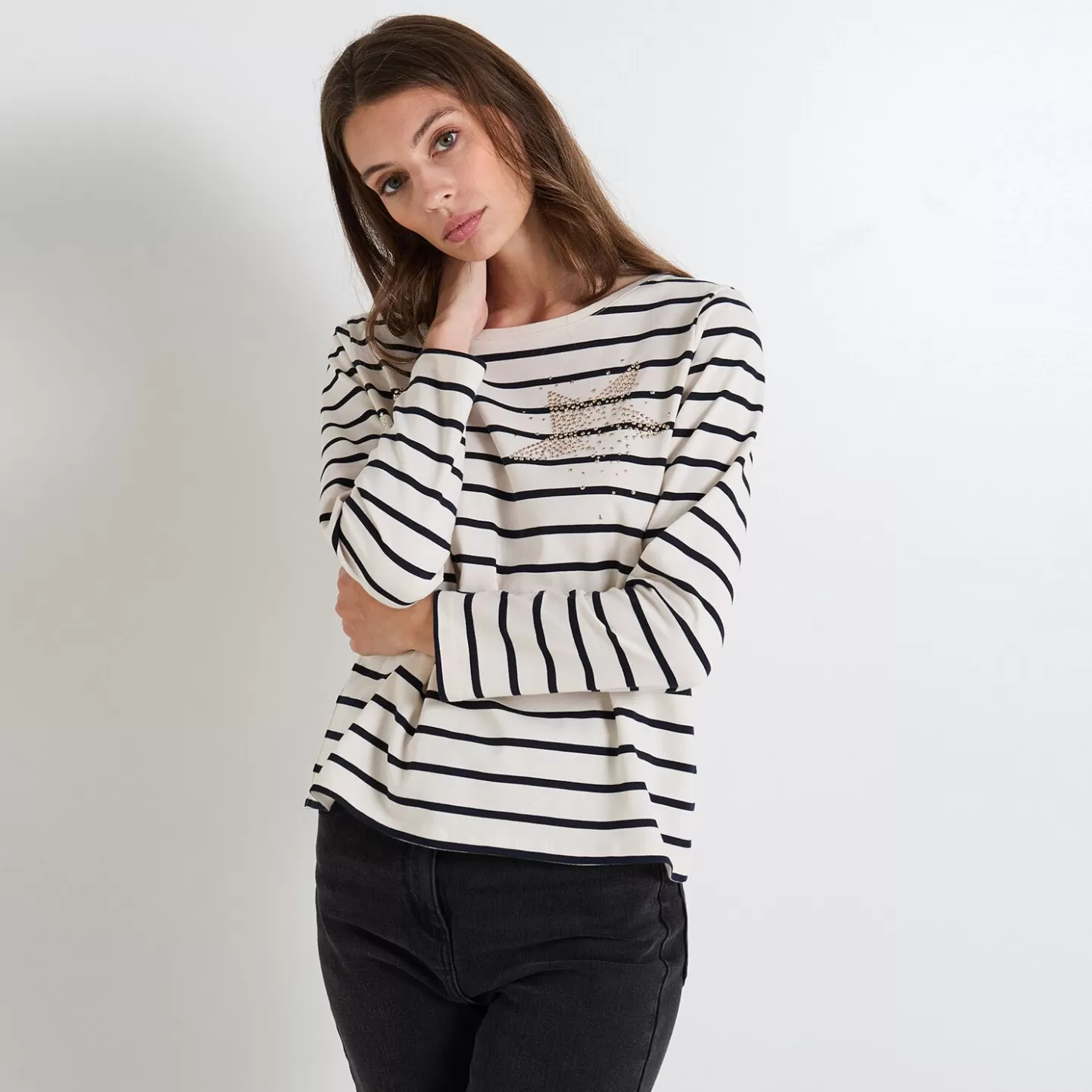 Grain de Malice T Shirt Rayé Manches Longues Femme- T-Shirts & Tops