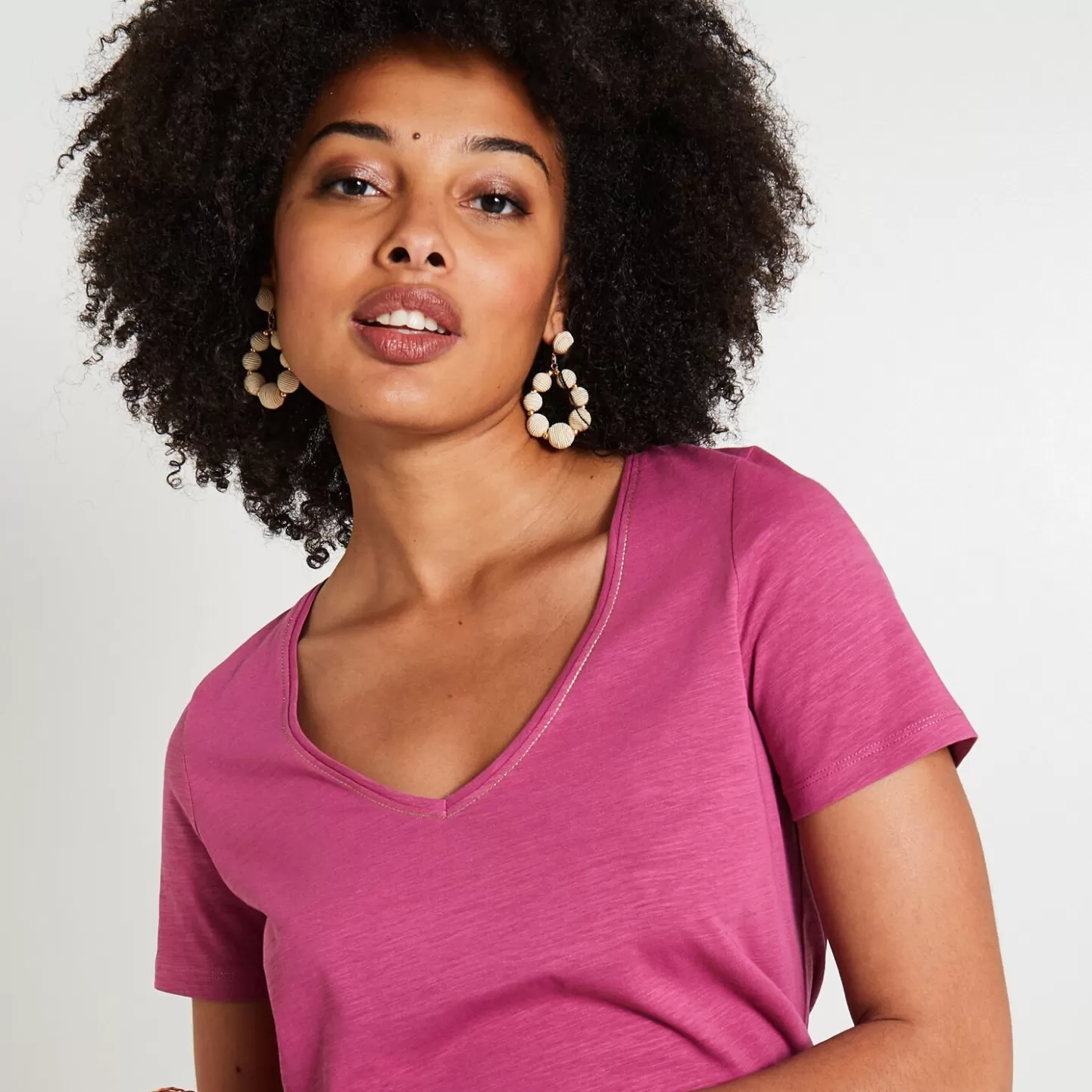 Grain de Malice Tshirt Basique Col V Femme- T-Shirts & Tops