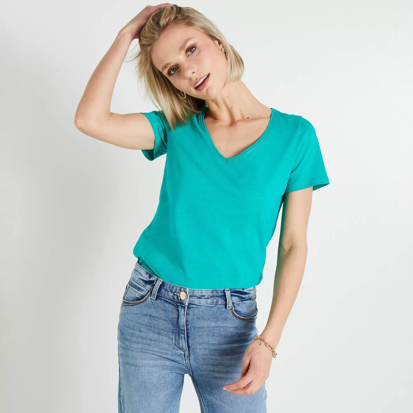Grain de Malice Tshirt Basique Col V Femme- T-Shirts & Tops