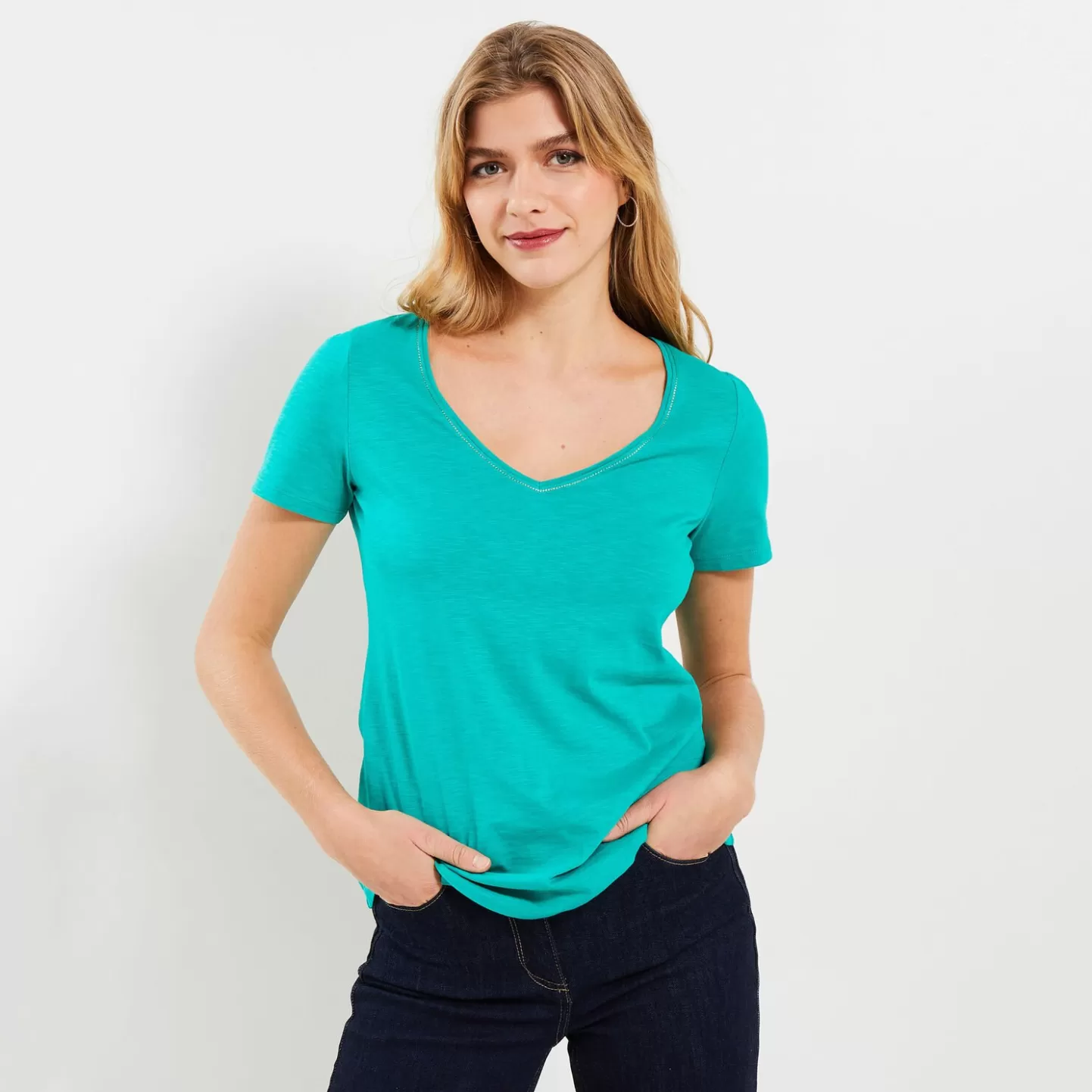 Grain de Malice Tshirt Basique Col V Femme- T-Shirts & Tops