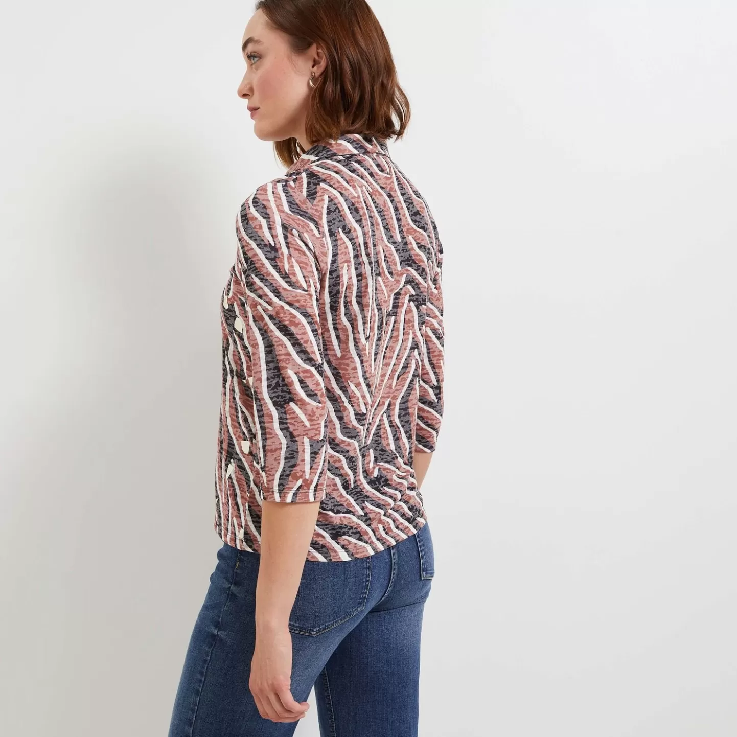 Grain de Malice T-shirt Col Chemise Imprimé- Chemisiers & Blouses