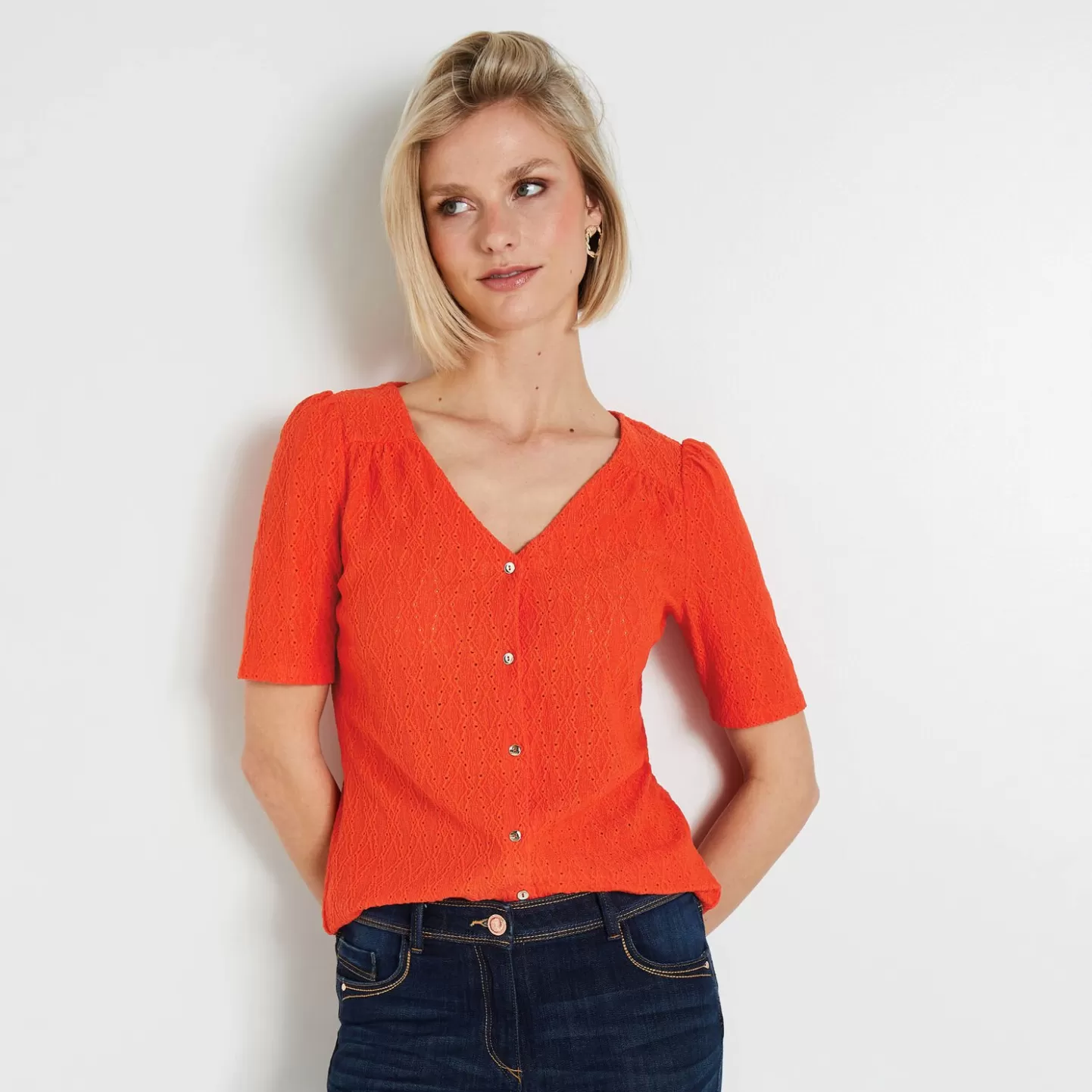 Grain de Malice Tshirt Maille Ajourée Femme- T-Shirts & Tops