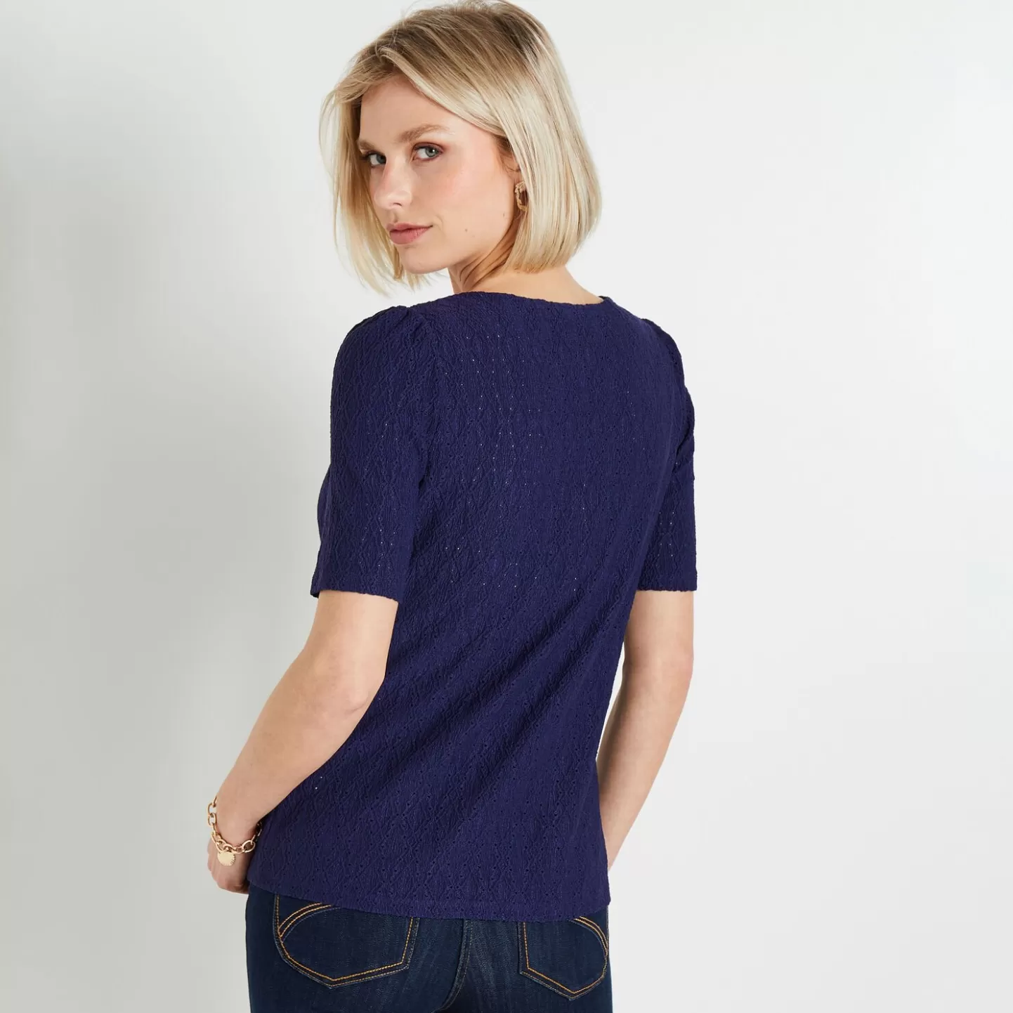 Grain de Malice Tshirt Maille Ajourée Femme- T-Shirts & Tops