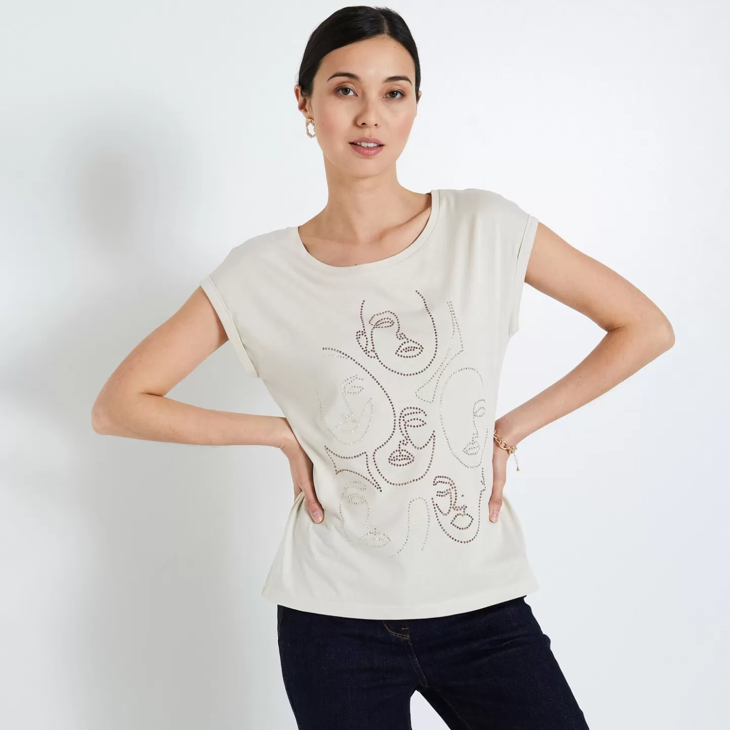 Grain de Malice Tshirt Print Visage Femme- T-Shirts & Tops