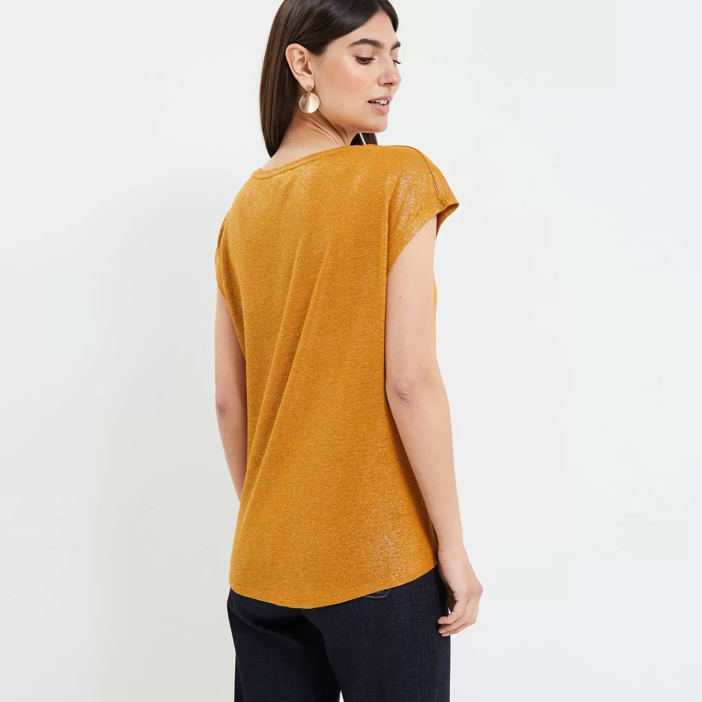 Grain de Malice Tshirt Uni En Lin Mélangé Femme- T-Shirts & Tops