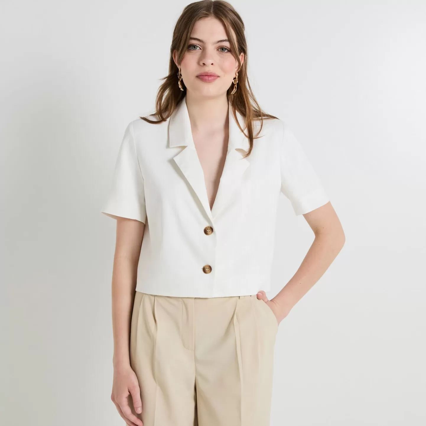 Grain de Malice Veste Blazer Courte Femme- Vestes & Blousons